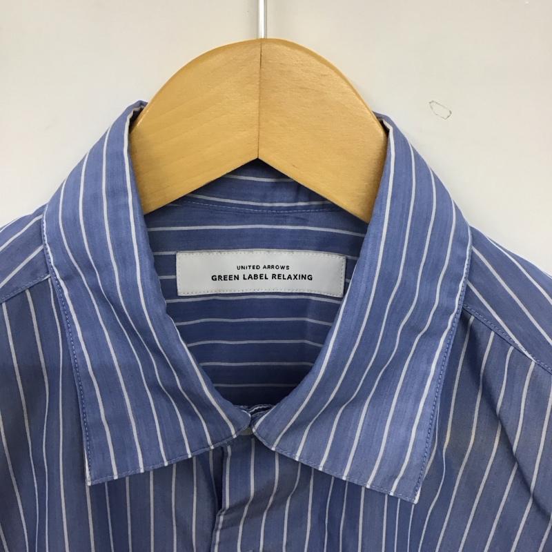 ユナイテッドアローズグリーンレーベルリラクシング UNITED ARROWS green label relaxing シャツ、ブラウス 半袖 半袖シャツ ストライプシャツ カラーシャツ S ストライプ 水色 / ライトブルー / メンズ USED 古着 中古 10155628