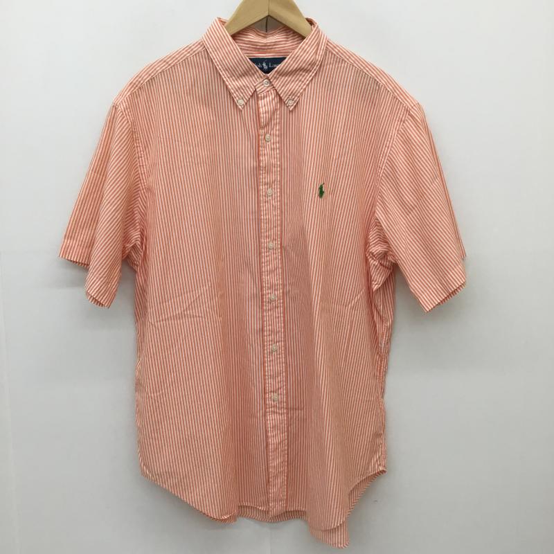 ローレンラルフローレン LAUREN RALPH LAUREN シャツ、ブラウス 半袖 Ralph Lauren ストライプ 半袖シャツ XL ストライプ 橙 / オレンジ / orange メンズ USED 古着 中古 10155629