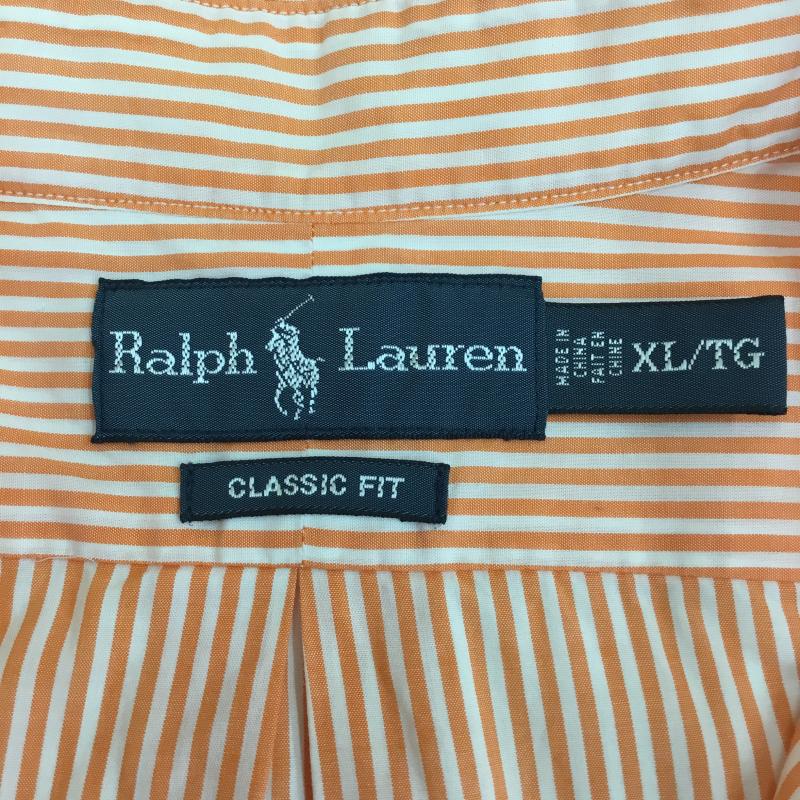 ローレンラルフローレン LAUREN RALPH LAUREN シャツ、ブラウス 半袖 Ralph Lauren ストライプ 半袖シャツ XL ストライプ 橙 / オレンジ / orange メンズ USED 古着 中古 10155629