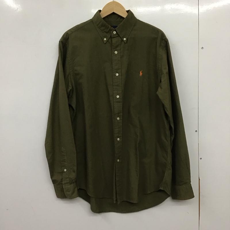 ラルフローレン RALPHLAUREN シャツ、ブラウス 長袖 長袖シャツ 無地シャツ カラーシャツ ボタンダウンシャツ M ロゴ、文字 カーキ / カーキ / khaki メンズ USED 古着 中古 10155633