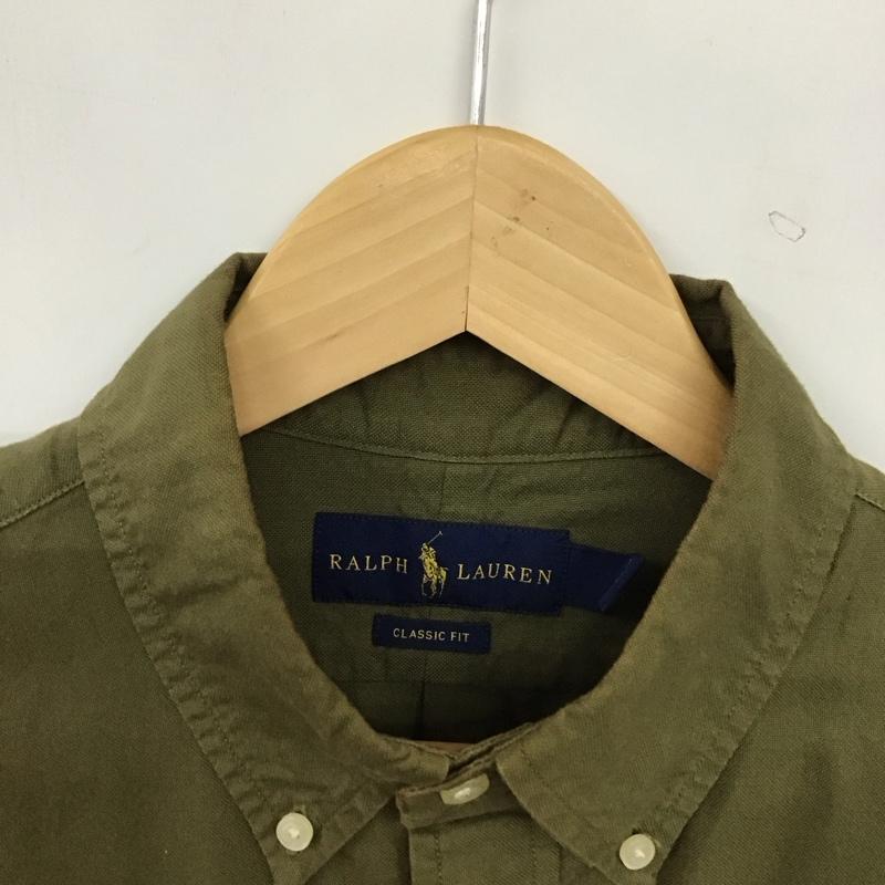 ラルフローレン RALPHLAUREN シャツ、ブラウス 長袖 長袖シャツ 無地シャツ カラーシャツ ボタンダウンシャツ M ロゴ、文字 カーキ / カーキ / khaki メンズ USED 古着 中古 10155633