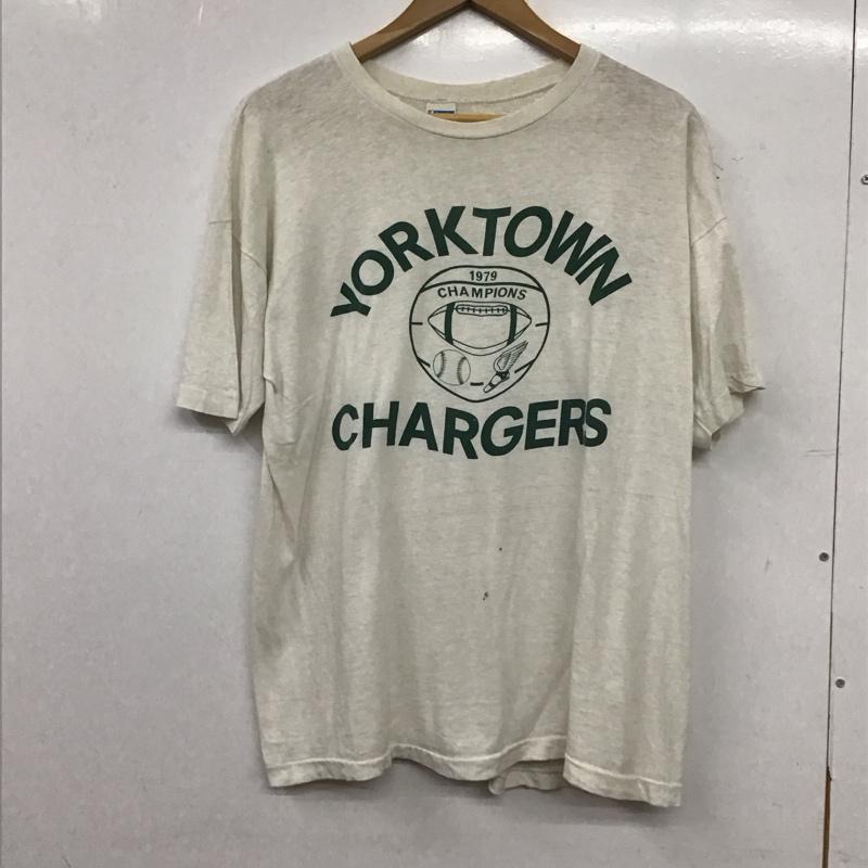チャンピオン Champion Tシャツ 半袖 半袖カットソー プリントTシャツ クルーネックカットソー XL ロゴ、文字 アイボリー / アイボリー / メンズ USED 古着 中古 10155639
