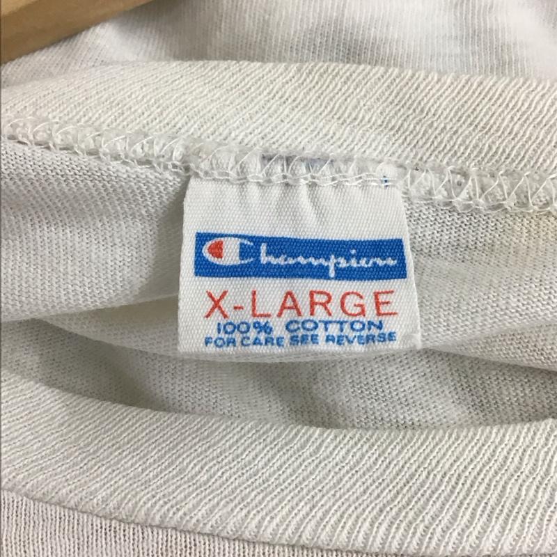 チャンピオン Champion Tシャツ 半袖 半袖カットソー プリントTシャツ クルーネックカットソー XL ロゴ、文字 アイボリー / アイボリー / メンズ USED 古着 中古 10155639