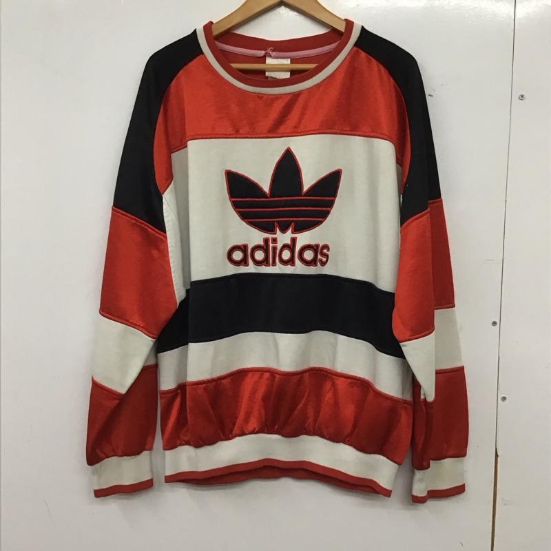 アディダス adidas トレーナー 長袖 長袖トレーナー スウェット クルーネック プルオーバー ロゴ、文字 白 / ホワイト / white X 赤 / レッド / red X 黒 / ブラック / black メンズ USED 古着 中古 10155647
