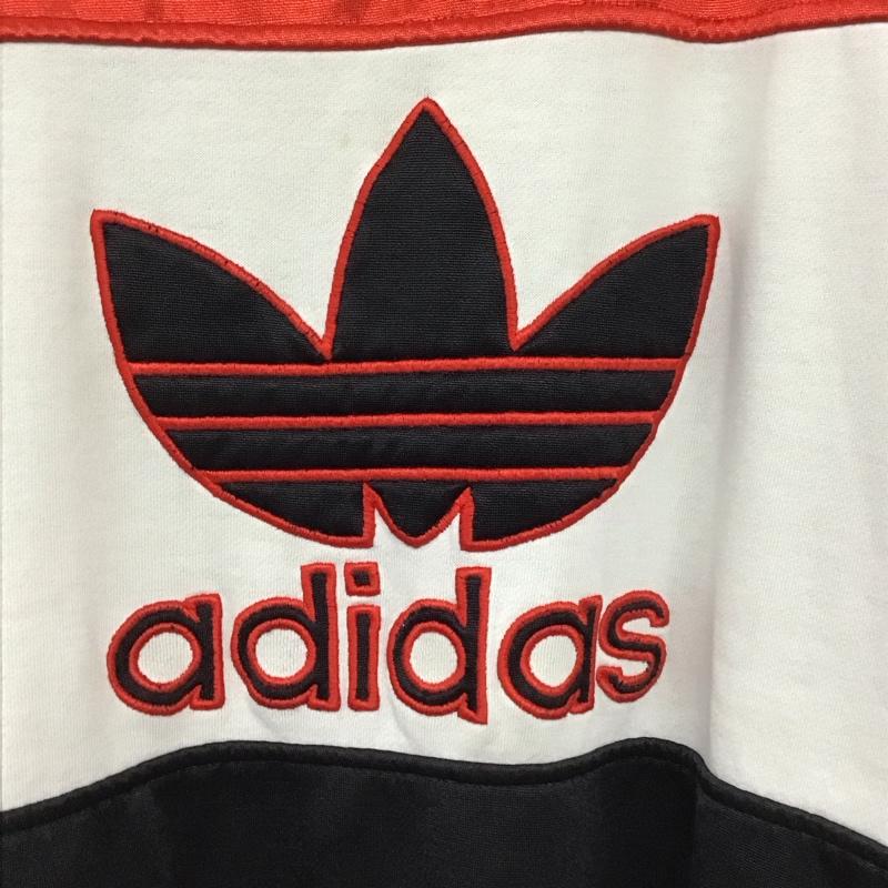 アディダス adidas トレーナー 長袖 長袖トレーナー スウェット クルーネック プルオーバー ロゴ、文字 白 / ホワイト / white X 赤 / レッド / red X 黒 / ブラック / black メンズ USED 古着 中古 10155647