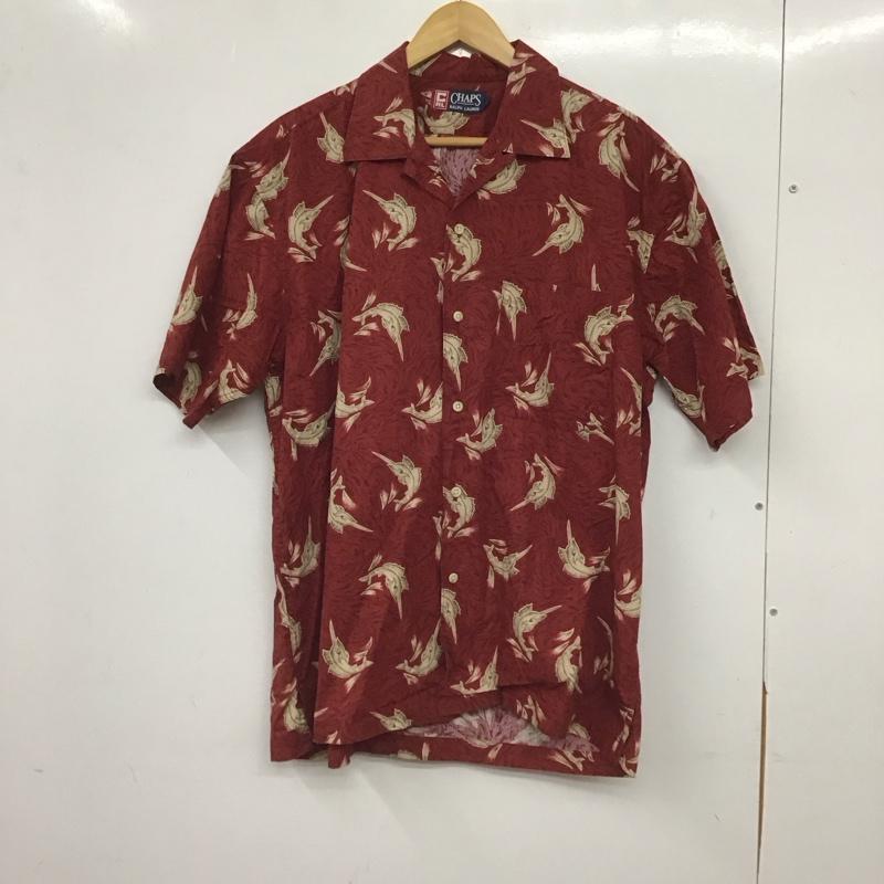 チャップスラルフローレン CHAPSRALPHLAUREN シャツ、ブラウス 半袖 半袖シャツ プリントシャツ ポケットシャツ L ロゴ、文字 えんじ / ワインレッド / dark red メンズ USED 古着 中古 10155651