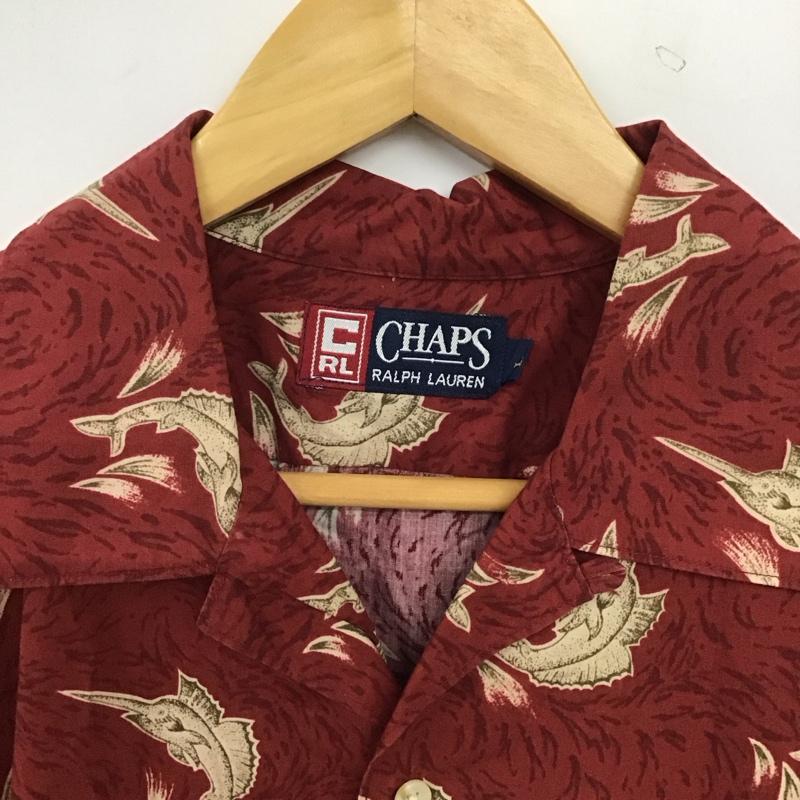 チャップスラルフローレン CHAPSRALPHLAUREN シャツ、ブラウス 半袖 半袖シャツ プリントシャツ ポケットシャツ L ロゴ、文字 えんじ / ワインレッド / dark red メンズ USED 古着 中古 10155651