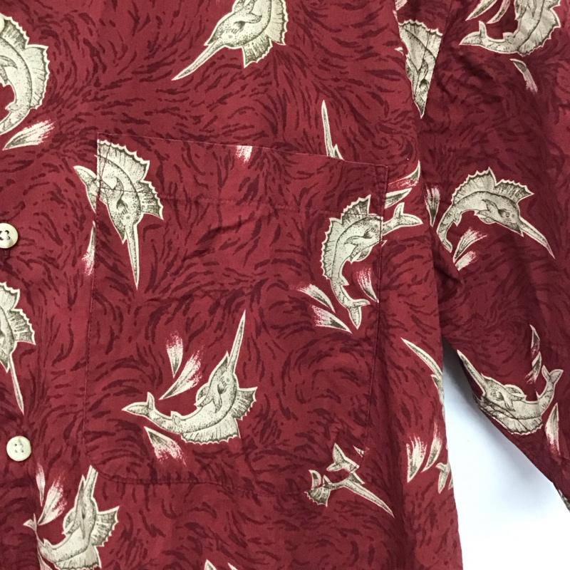 チャップスラルフローレン CHAPSRALPHLAUREN シャツ、ブラウス 半袖 半袖シャツ プリントシャツ ポケットシャツ L ロゴ、文字 えんじ / ワインレッド / dark red メンズ USED 古着 中古 10155651