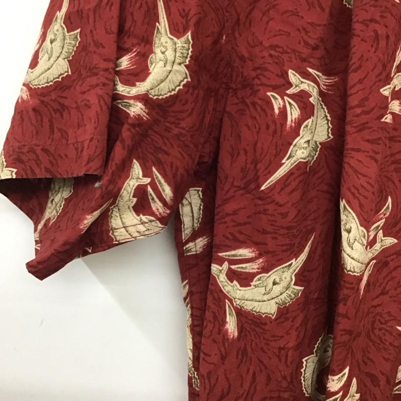 チャップスラルフローレン CHAPSRALPHLAUREN シャツ、ブラウス 半袖 半袖シャツ プリントシャツ ポケットシャツ L ロゴ、文字 えんじ / ワインレッド / dark red メンズ USED 古着 中古 10155651