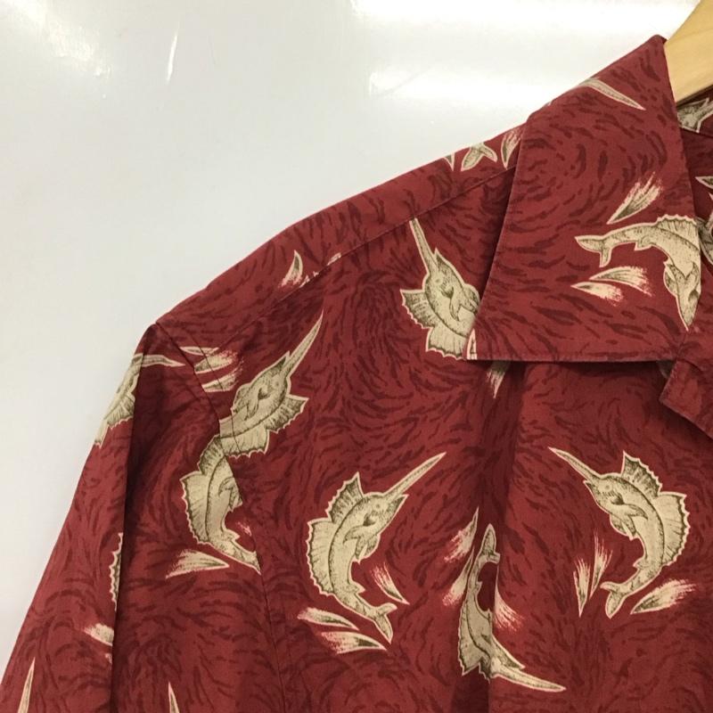 チャップスラルフローレン CHAPSRALPHLAUREN シャツ、ブラウス 半袖 半袖シャツ プリントシャツ ポケットシャツ L ロゴ、文字 えんじ / ワインレッド / dark red メンズ USED 古着 中古 10155651