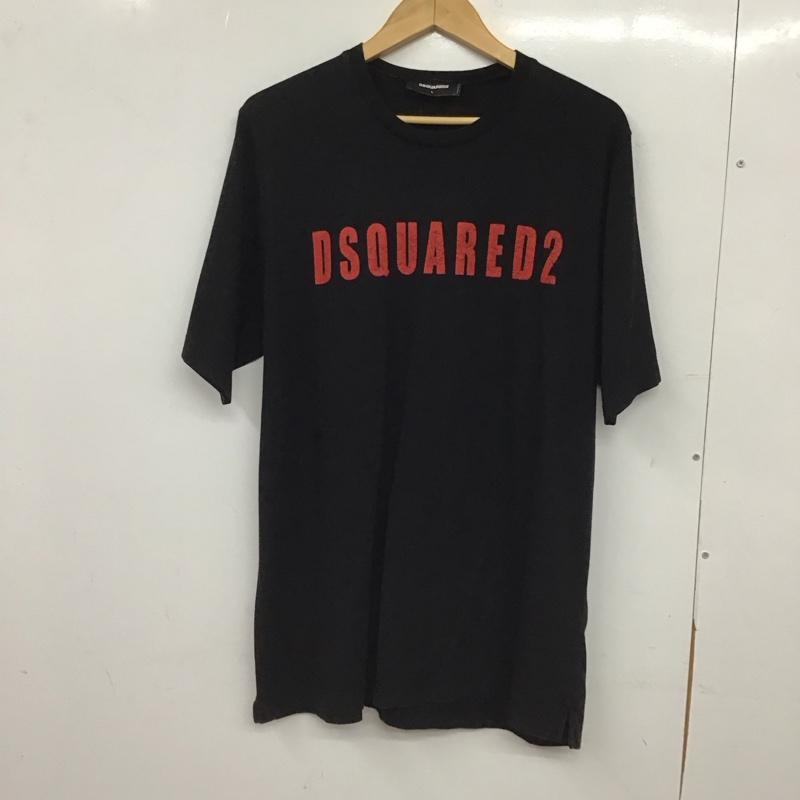 ディースクエアード2 DSQUARED2 Tシャツ 半袖 半袖カットソー プリントTシャツ クルーネックカットソー L ロゴ、文字 黒 / ブラック / black メンズ USED 古着 中古 10155653