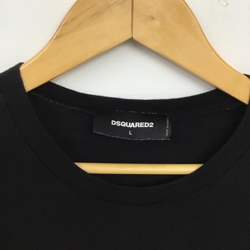 ディースクエアード2 DSQUARED2 Tシャツ 半袖 半袖カットソー プリントTシャツ クルーネックカットソー L ロゴ、文字 黒 / ブラック / black メンズ USED 古着 中古 10155653