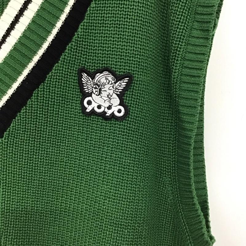 ナインティナインティ 9090 ベスト ベスト ニットベスト ノースリーブカットソー プルオーバー L ロゴ、文字 緑 / グリーン / green メンズ USED 古着 中古 10155675