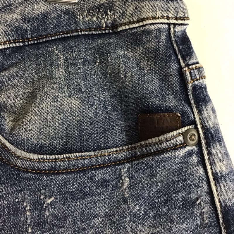 ジースターロゥ G-STAR RAW パンツ デニム、ジーンズ デニムパンツ スリムパンツ カジュアルパンツ ストレッチパンツ 34インチ ダメージ加工 インディゴ / インディゴ / Indigo メンズ USED 古着 中古 10155677
