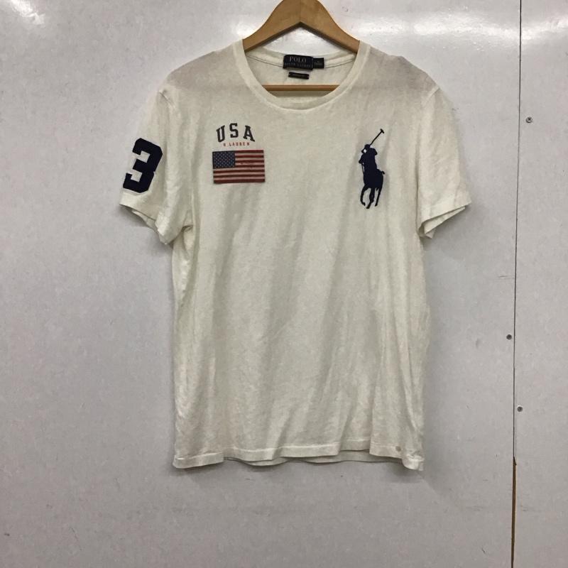 ポロラルフローレン POLO RALPH LAUREN Tシャツ 半袖 半袖カットソー 刺繍Tシャツ クルーネックカットソー M ロゴ、文字 白 / ホワイト / white メンズ USED 古着 中古 10155684