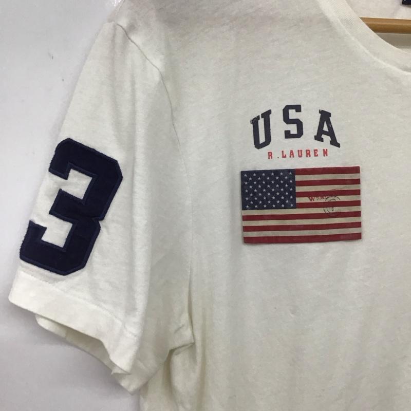 ポロラルフローレン POLO RALPH LAUREN Tシャツ 半袖 半袖カットソー 刺繍Tシャツ クルーネックカットソー M ロゴ、文字 白 / ホワイト / white メンズ USED 古着 中古 10155684