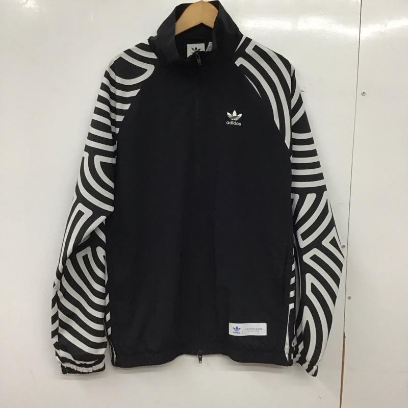 アディダス adidas ジャケット、上着 ジャンパー、ブルゾン ジップアップジャケット アウター スタンドネック L ロゴ、文字 黒 / ブラック / black メンズ USED 古着 中古 10155686