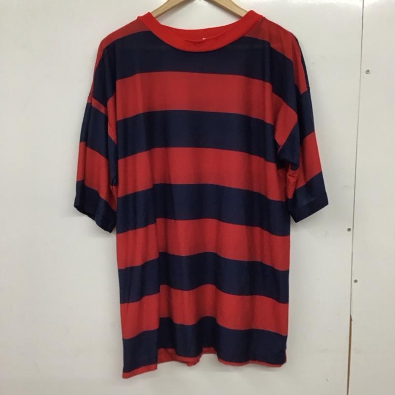 古着 USED Tシャツ 半袖 半袖カットソー プリントTシャツ クルーネックカットソー ONE SIZE ボーダー柄 赤 / レッド / red X 紺 / ネイビー / navy メンズ USED 古着 中古 10155695