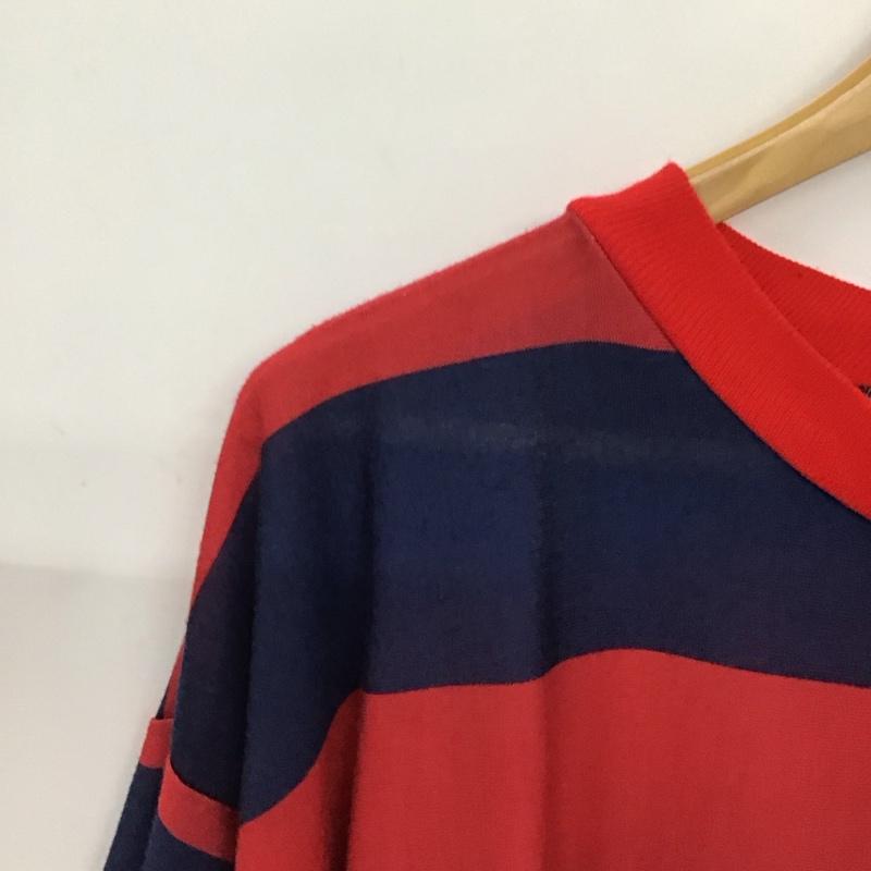 古着 USED Tシャツ 半袖 半袖カットソー プリントTシャツ クルーネックカットソー ONE SIZE ボーダー柄 赤 / レッド / red X 紺 / ネイビー / navy メンズ USED 古着 中古 10155695