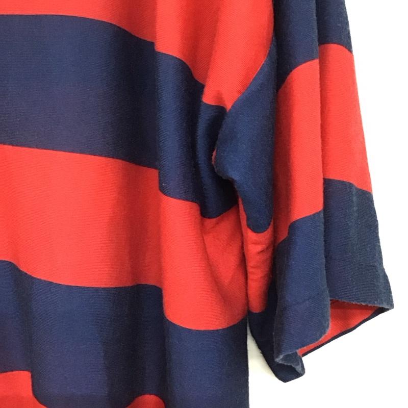古着 USED Tシャツ 半袖 半袖カットソー プリントTシャツ クルーネックカットソー ONE SIZE ボーダー柄 赤 / レッド / red X 紺 / ネイビー / navy メンズ USED 古着 中古 10155695