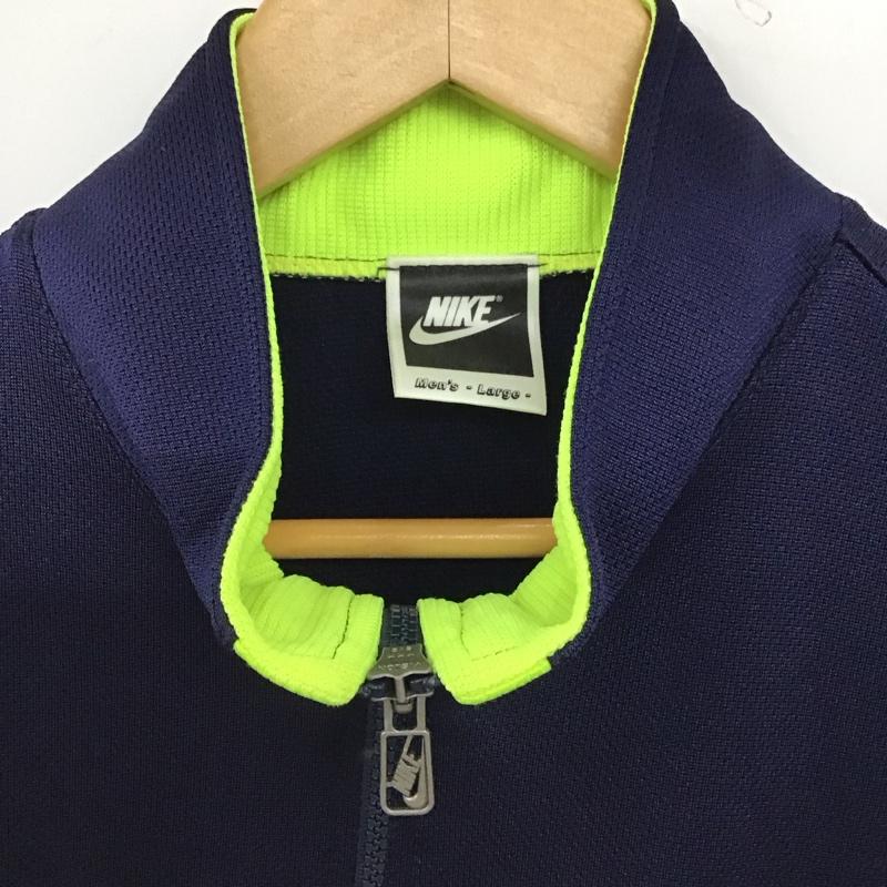 ナイキ NIKE ジャケット、上着 ジャンパー、ブルゾン ジップアップジャケット アウター ジャージ L ロゴ、文字 紺 / ネイビー / navy メンズ USED 古着 中古 10155696