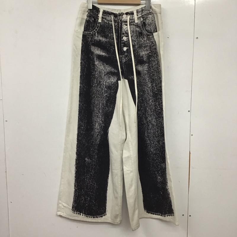 エムエム 6 メゾン マルタン マルジェラ MM6 Maison Martin Margiela パンツ デニム、ジーンズ 22AW 5 Pocket Pants トロンプイユワイドデニムパンツ 40 プリント 白 / ホワイト / white レディース USED 古着 中古 10155718