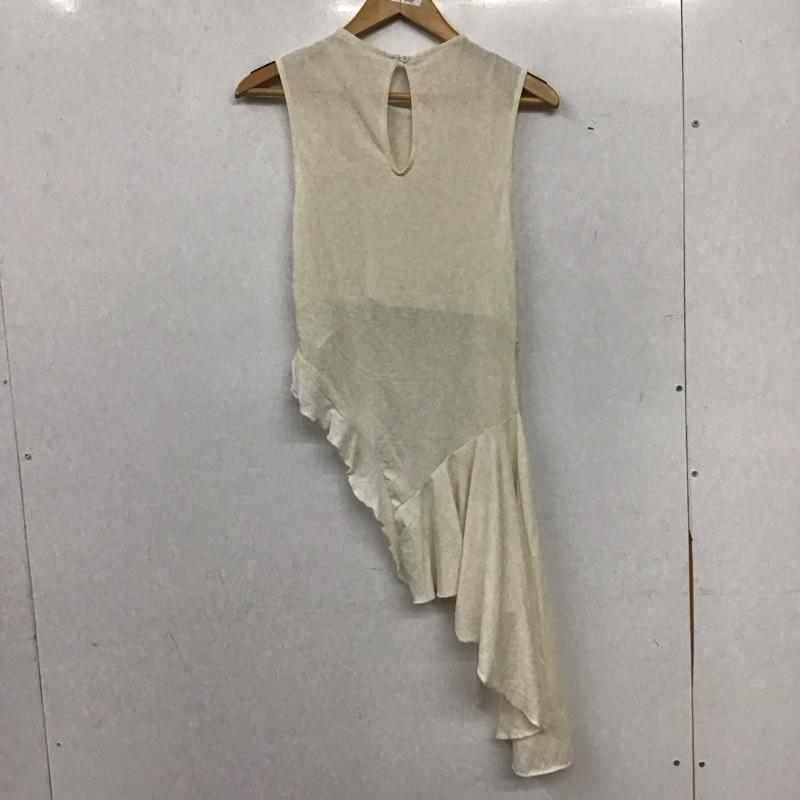 ザラ ZARA カットソー 半袖 3641/369/251 アシンメトリーヘムギャザートップス M 無地 オフホワイト / オフホワイト / レディース USED 古着 中古 10155724