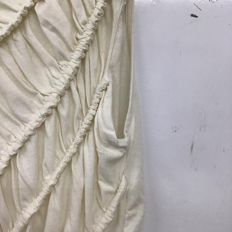 ザラ ZARA カットソー 半袖 3641/369/251 アシンメトリーヘムギャザートップス M 無地 オフホワイト / オフホワイト / レディース USED 古着 中古 10155724