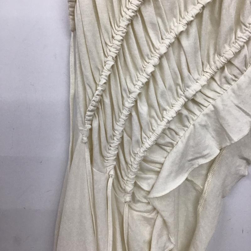 ザラ ZARA カットソー 半袖 3641/369/251 アシンメトリーヘムギャザートップス M 無地 オフホワイト / オフホワイト / レディース USED 古着 中古 10155724