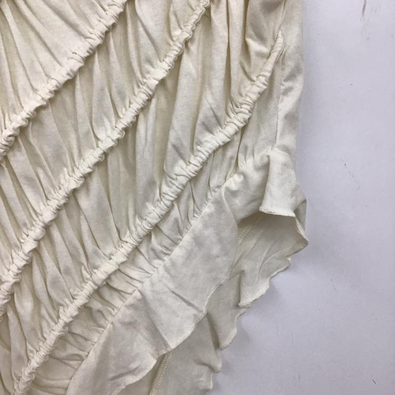 ザラ ZARA カットソー 半袖 3641/369/251 アシンメトリーヘムギャザートップス M 無地 オフホワイト / オフホワイト / レディース USED 古着 中古 10155724