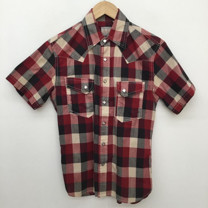 フラットヘッド The Flat Head シャツ、ブラウス 半袖 THE FLAT HEAD フラットヘッド ウエスタンシャツ 半袖 ブロックチェック 36 チェック 赤 / レッド / red メンズ USED 古着 中古 10155743