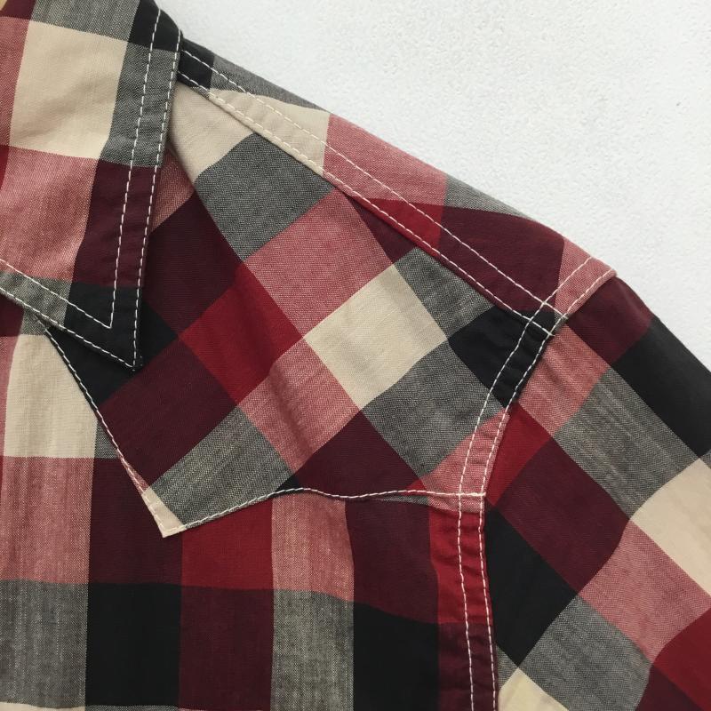 フラットヘッド The Flat Head シャツ、ブラウス 半袖 THE FLAT HEAD フラットヘッド ウエスタンシャツ 半袖 ブロックチェック 36 チェック 赤 / レッド / red メンズ USED 古着 中古 10155743