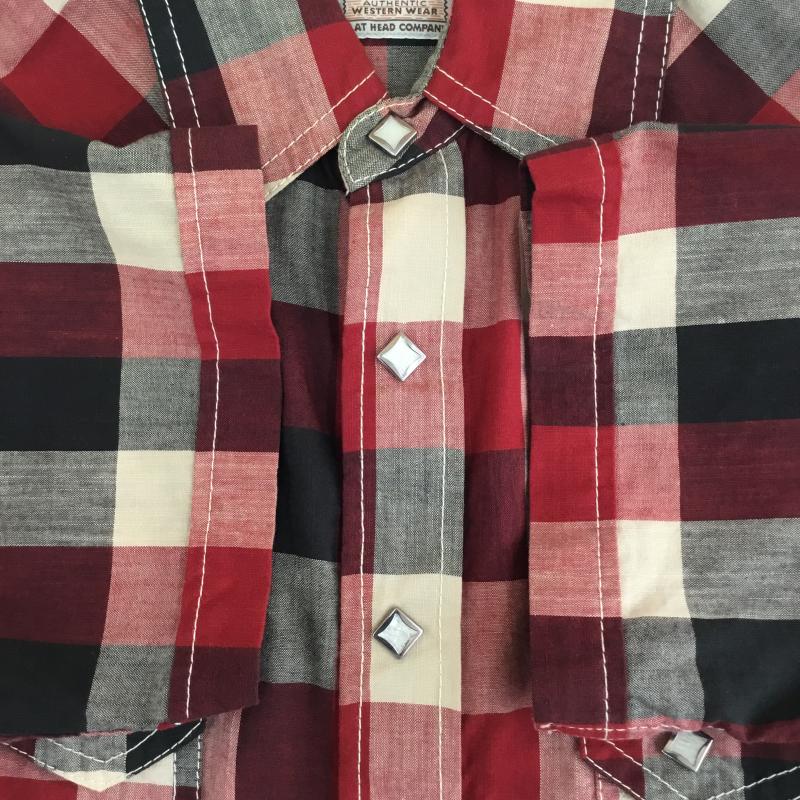 フラットヘッド The Flat Head シャツ、ブラウス 半袖 THE FLAT HEAD フラットヘッド ウエスタンシャツ 半袖 ブロックチェック 36 チェック 赤 / レッド / red メンズ USED 古着 中古 10155743