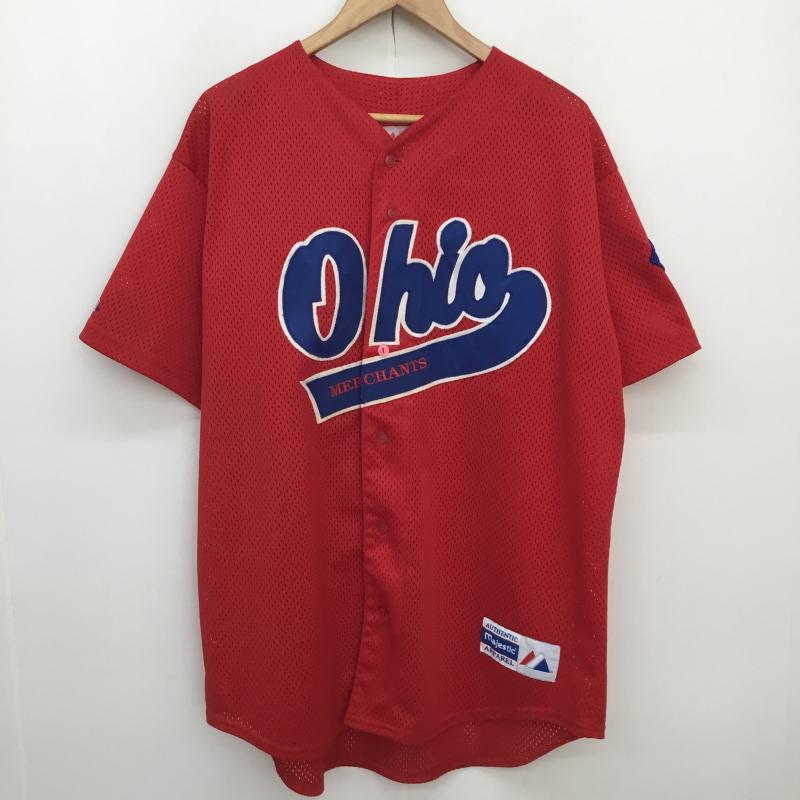 マジェスティック MAJESTIC シャツ、ブラウス 半袖 Majestic 21 Ohio Merchants ベースボールゲームシャツ L ロゴ、文字 赤 / レッド / red メンズ USED 古着 中古 10155745