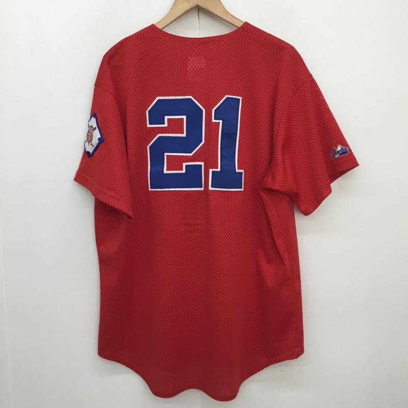 マジェスティック MAJESTIC シャツ、ブラウス 半袖 Majestic 21 Ohio Merchants ベースボールゲームシャツ L ロゴ、文字 赤 / レッド / red メンズ USED 古着 中古 10155745