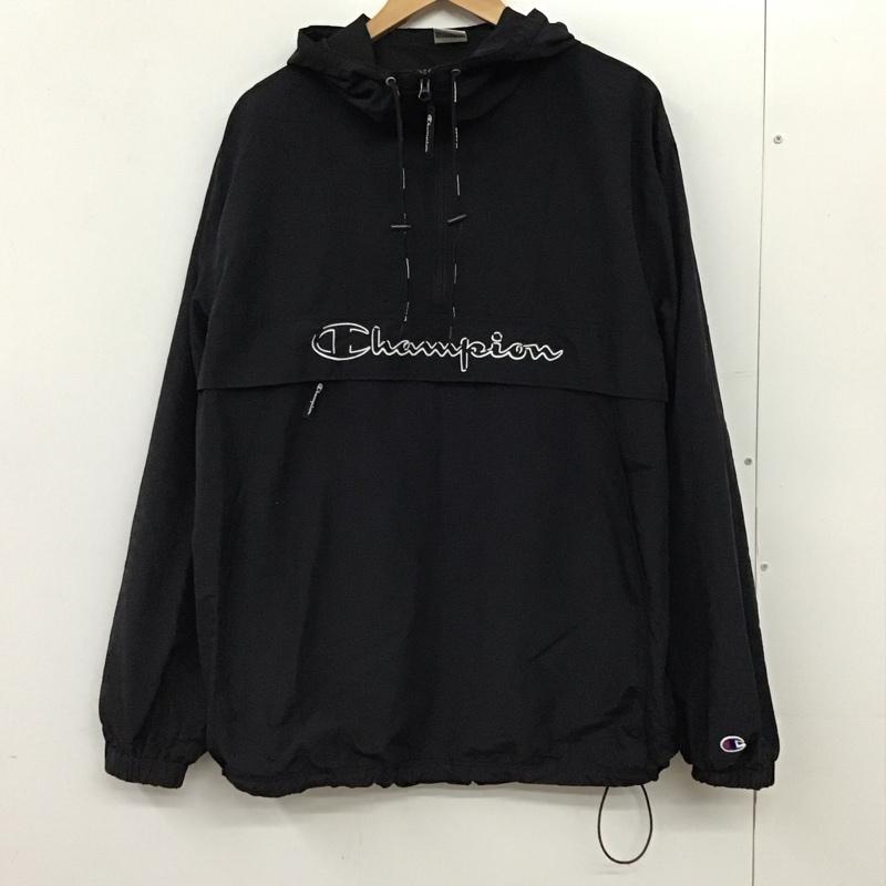 チャンピオン Champion ジャケット、上着 ジャンパー、ブルゾン プルオーバージャケットパーカー アウター XL ロゴ、文字 黒 / ブラック / black メンズ USED 古着 中古 10155750