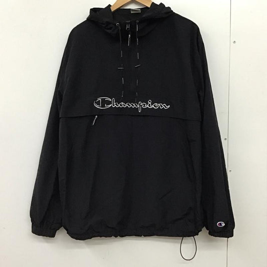 チャンピオン Champion ジャケット、上着 ジャンパー、ブルゾン プルオーバージャケットパーカー アウター XL ロゴ、文字 黒 / ブラック / black メンズ USED 古着 中古 10155750