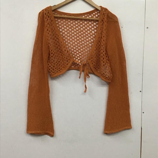 ジュエティ jouetie カーディガン 長袖 082412800201 メッシュニットボレロ M 無地 橙 / オレンジ / orange レディース USED 古着 中古 10155762