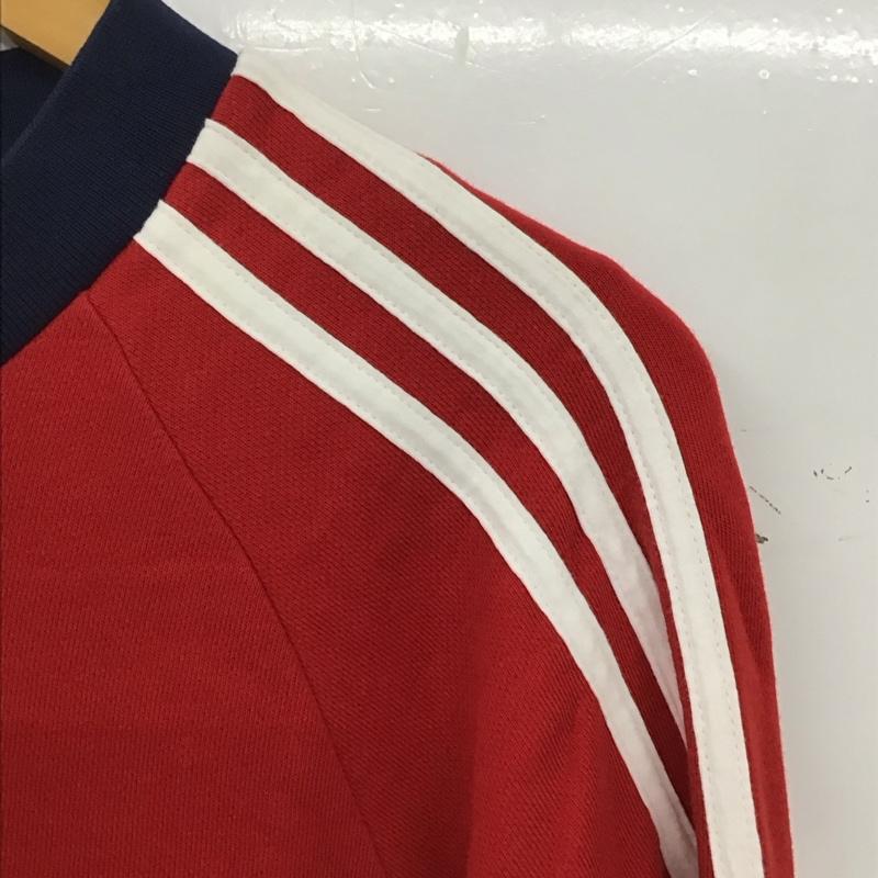 アディダス adidas トレーナー 長袖 長袖トレーナー スウェット クルーネック プルオーバー M ロゴ、文字 赤 / レッド / red X 紺 / ネイビー / navy メンズ USED 古着 中古 10155773