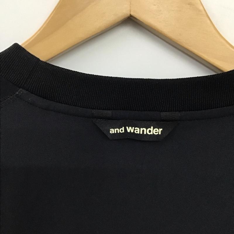 アンドワンダー and wander カットソー 長袖 長袖カットソー ナイロンジャケット プルオーバージャケット L ロゴ、文字 黒 / ブラック / black メンズ USED 古着 中古 10155781