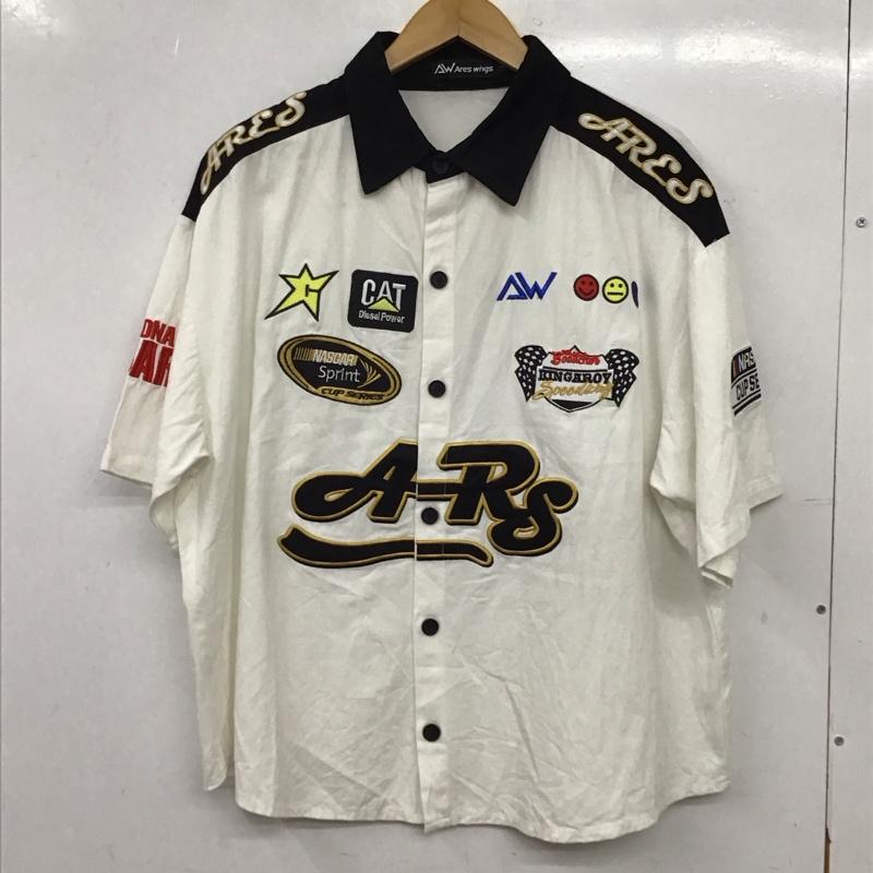 古着 USED シャツ、ブラウス 半袖 半袖シャツ フロントボタン カラーシャツ L ロゴ、文字 白 / ホワイト / white メンズ USED 古着 中古 10155785
