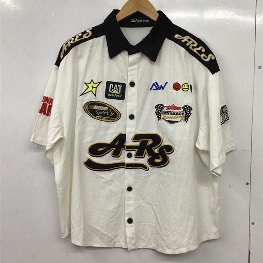 古着 USED シャツ、ブラウス 半袖 半袖シャツ フロントボタン カラーシャツ L ロゴ、文字 白 / ホワイト / white メンズ USED 古着 中古 10155785