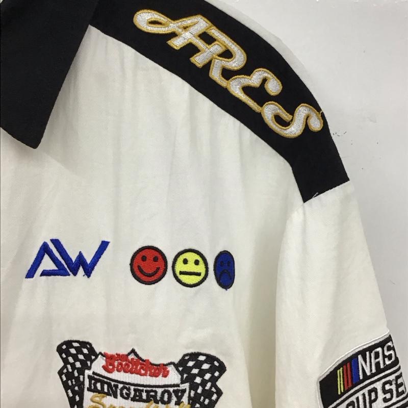 古着 USED シャツ、ブラウス 半袖 半袖シャツ フロントボタン カラーシャツ L ロゴ、文字 白 / ホワイト / white メンズ USED 古着 中古 10155785