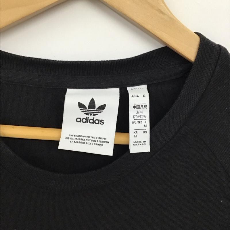 アディダス adidas Tシャツ 半袖 半袖カットソー プリントTシャツ クルーネックカットソー M ロゴ、文字 黒 / ブラック / black メンズ USED 古着 中古 10155792