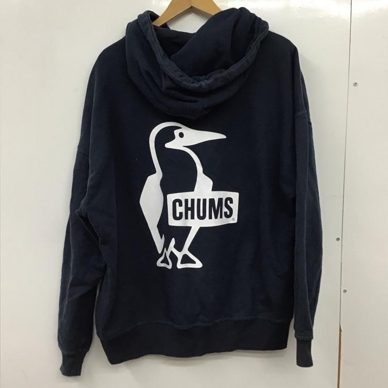 チャムス CHUMS パーカー 長袖 長袖パーカー プルオーバーパーカー スウェット M 無地 紺 / ネイビー / navy メンズ USED 古着 中古 10155794
