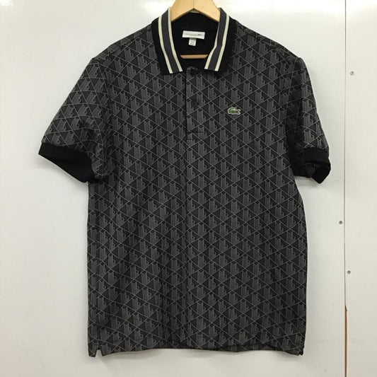 ラコステ LACOSTE ポロシャツ 半袖 半袖ポロシャツ カラーシャツ 半袖カットソー XL ロゴ、文字 ダークグレー / ダークグレー / メンズ USED 古着 中古 10155795