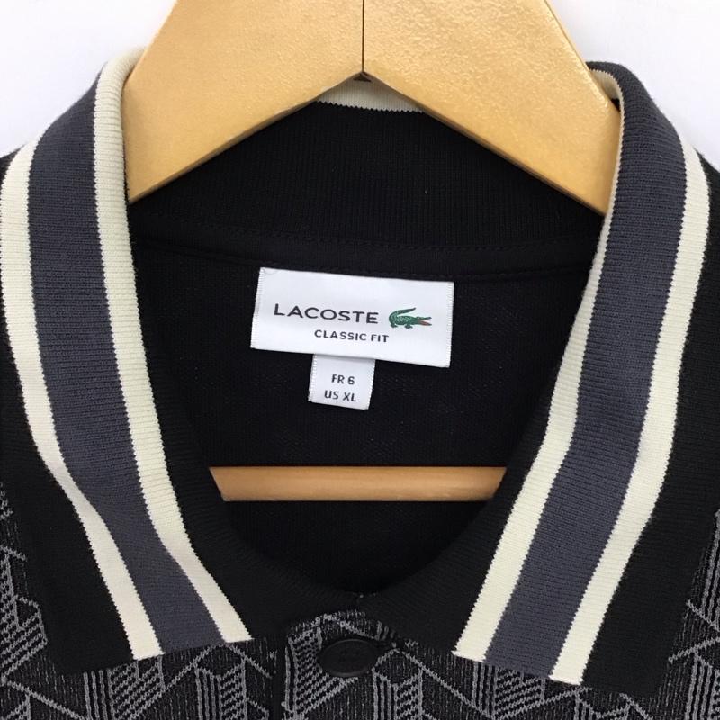 ラコステ LACOSTE ポロシャツ 半袖 半袖ポロシャツ カラーシャツ 半袖カットソー XL ロゴ、文字 ダークグレー / ダークグレー / メンズ USED 古着 中古 10155795