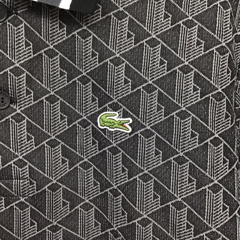 ラコステ LACOSTE ポロシャツ 半袖 半袖ポロシャツ カラーシャツ 半袖カットソー XL ロゴ、文字 ダークグレー / ダークグレー / メンズ USED 古着 中古 10155795