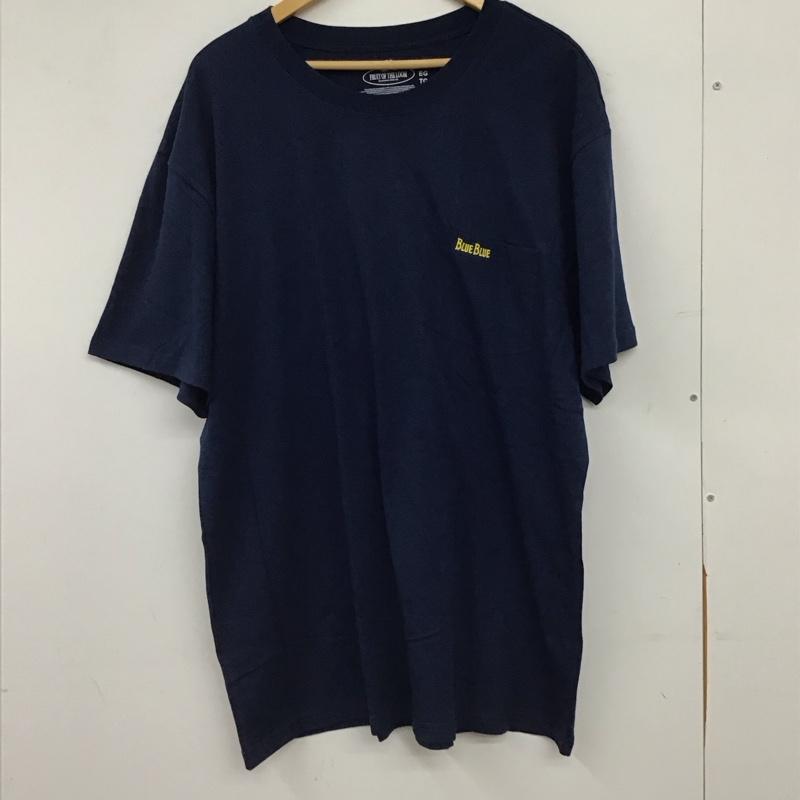ブルーブルー BLUE BLUE Tシャツ 半袖 半袖カットソー プリントTシャツ クルーネックカットソー XL ロゴ、文字 紺 / ネイビー / navy メンズ USED 古着 中古 10155798