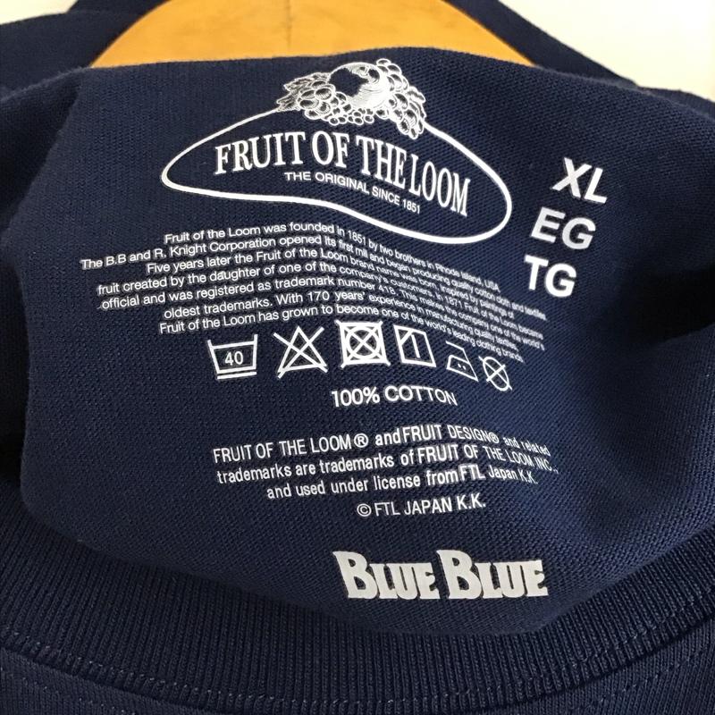 ブルーブルー BLUE BLUE Tシャツ 半袖 半袖カットソー プリントTシャツ クルーネックカットソー XL ロゴ、文字 紺 / ネイビー / navy メンズ USED 古着 中古 10155798